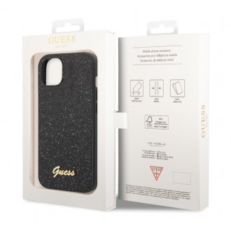 Guess PC/TPU Glitter Flakes Metal Logo Zadní Kryt pro iPhone 14 Black