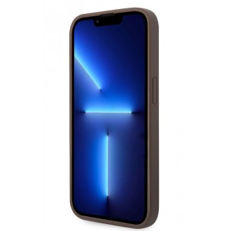 Guess PU 4G Stripe Zadní Kryt pro iPhone 14 Pro Brown