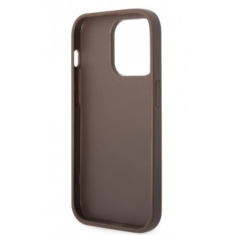 Guess PU 4G Stripe Zadní Kryt pro iPhone 14 Pro Brown