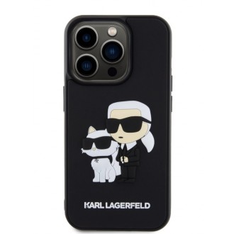 Karl Lagerfeld 3D Rubber Karl and Choupette Zadní Kryt pro iPhone 15 Pro Black