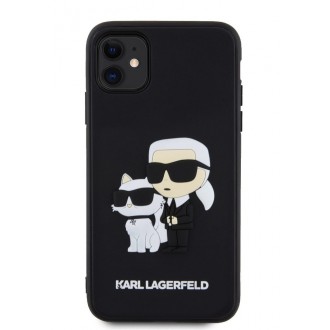 Karl Lagerfeld 3D Rubber Karl and Choupette Zadní Kryt pro iPhone 12/12 Pro Black