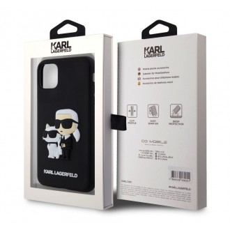 Karl Lagerfeld 3D Rubber Karl and Choupette Zadní Kryt pro iPhone 12/12 Pro Black