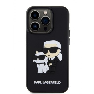 Karl Lagerfeld 3D Rubber Karl and Choupette Zadní Kryt pro iPhone 14 Pro Black