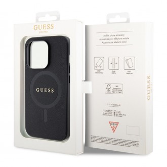 Guess PU Saffiano MagSafe Zadní Kryt pro iPhone 15 Pro Black
