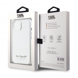 Karl Lagerfeld Grained PU Hotel RSG Zadní Kryt pro iPhone 15 Grey