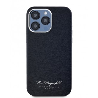 Karl Lagerfeld Grained PU Hotel RSG Zadní Kryt pro iPhone 15 Pro Black