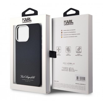 Karl Lagerfeld Grained PU Hotel RSG Zadní Kryt pro iPhone 15 Pro Black