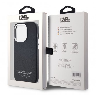 Karl Lagerfeld Grained PU Hotel RSG Zadní Kryt pro iPhone 14 Pro Black