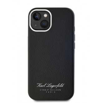 Karl Lagerfeld Grained PU Hotel RSG Zadní Kryt pro iPhone 15 Black