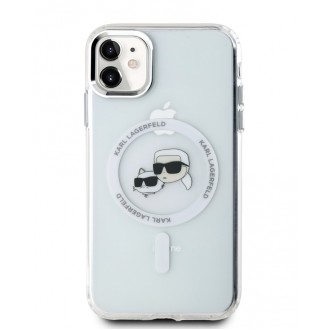 Karl Lagerfeld IML K&CH Heads Metal Frame MagSafe Zadní Kryt pro iPhone 11 Transparent