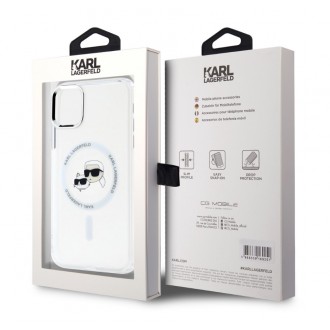 Karl Lagerfeld IML K&CH Heads Metal Frame MagSafe Zadní Kryt pro iPhone 11 Transparent