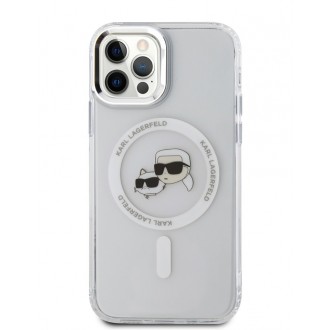 Karl Lagerfeld IML K&CH Heads Metal Frame MagSafe Zadní Kryt pro iPhone 12/12 Pro Transparent