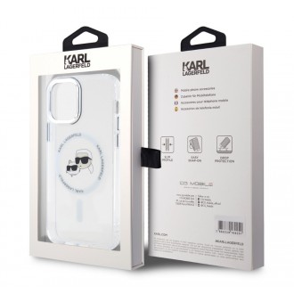 Karl Lagerfeld IML K&CH Heads Metal Frame MagSafe Zadní Kryt pro iPhone 12/12 Pro Transparent