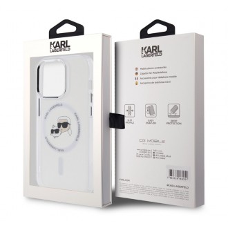 Karl Lagerfeld IML K&CH Heads Metal Frame MagSafe Zadní Kryt pro iPhone 13 Pro Transparent