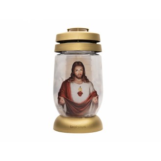 Lampa hřbitovní JEŽÍŠ SPASITEL skleněná 110g d11x22cm