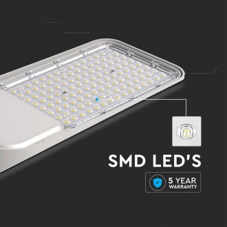 V-TAC LED pouliční svítidlo SAMSUNG Chip Senzor 50W 4000K 100 lm/W šedé Barevná teplota (К): Studená bílá 6400K