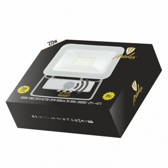 NEDES - LED reflektor 20W HQ + PIR IP65 senzor / 4000K / WH / PS - LF2122S bílý