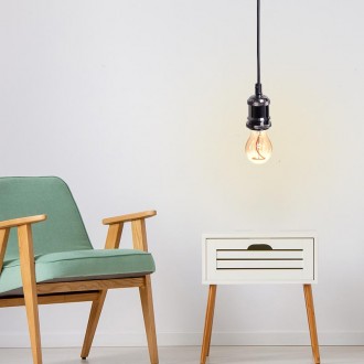 NEDES - Objímka E27 / 1m / chrom / lesklá černá - BH622B