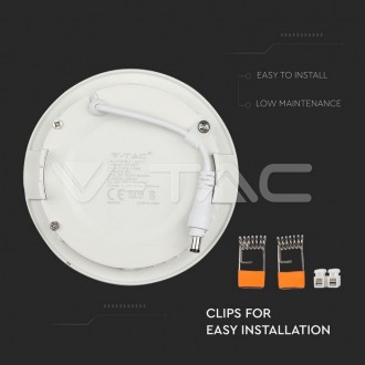 V-TAC LED panel stropní 6W-IP20-VT-607-R-vestavný,kulatý Barevná teplota (К): Studená bílá 6400K