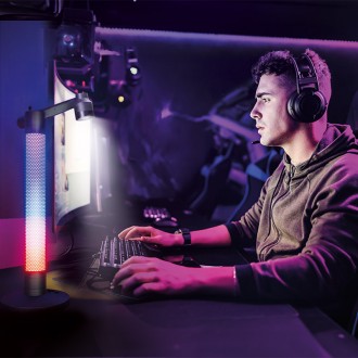 Solight LED stmívatelná lampička s RGB podsvícením, 10W, 600lm, změna chromatičnosti, dálkový ovladač