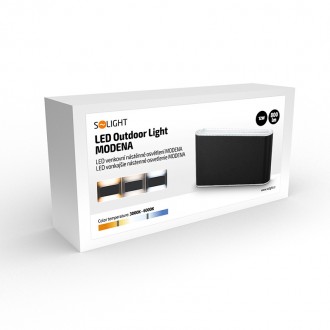 Solight LED venkovní nástěnné osvětlení Modena, 12W, 800lm, 3CCT, černá