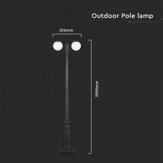 V-TAC Stojanová lampa 2xE27 Matt Black Opal Plastic C Ball