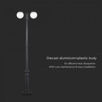 V-TAC Stojanová lampa 2xE27 Matt Black Opal Plastic C Ball
