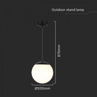V-TAC Stropní závěsné svítidlo 1xE27 Matt Black Opal Plastic C Ball VT-1226