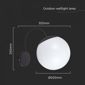 V-TAC Nástěné svítidlo 1xE27 IP44 Matt Black Opal Plastic C Ball Up VT-1223