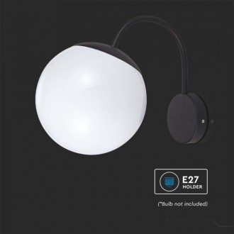 V-TAC Nástěné svítidlo 1xE27 IP44 Matt Black Opal Plastic C Ball Up VT-1223