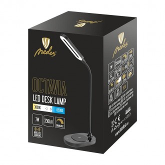 NEDES - LED lampa OCTAVIA 7W stmívatelná s bezdrátovým nabíjením - DL4301/B