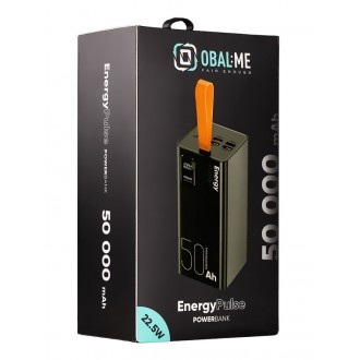 DeTech OBAL:ME EnergyPulse Powerbanka, 50000mAh - černá