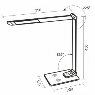NEDES - LED lampa JULIET stmívatelná s bezdrátovým nabíjením, časovačem a USB 12W - DL5303/B