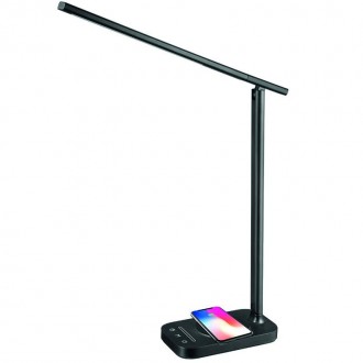 NEDES - LED lampa JENY stmívatelná s časovačem, bezdrátovým nabíjením a USB 8W - DL4305/B