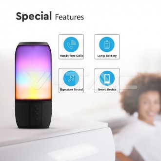 V-TAC BLUETOOTH reproduktor s RGB+W LED světlem-černý SKU8570
