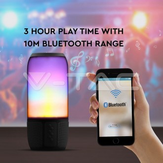 V-TAC BLUETOOTH reproduktor s RGB+W LED světlem-černý SKU8570