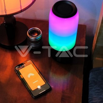 V-TAC BLUETOOTH reproduktor s RGB+W LED světlem-černý SKU8570