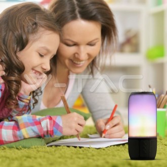 V-TAC BLUETOOTH reproduktor s RGB+W LED světlem-černý SKU8570