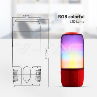 V-TAC BLUETOOTH reproduktor s RGB+W LED světlem-červený