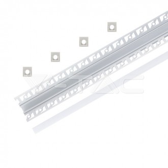 Hliníkový profil pro LED pásky- mléčně bílá-sada 2000mm-VT-8104-V-TAC SKU3362