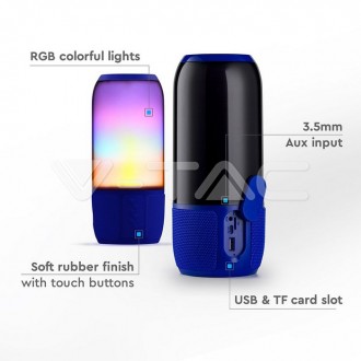V-TAC BLUETOOTH reproduktor s RGB+W-modrý-VT-7456 SKU8569