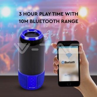 V-TAC BLUETOOTH reproduktor s RGB+W-modrý-VT-7456 SKU8569