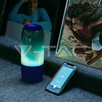 V-TAC BLUETOOTH reproduktor s RGB+W-modrý-VT-7456 SKU8569