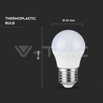 V-TAC LED žárovka E27,7W,600LM,G45 SAMSUNG CHIP,VT-290 barevná teplota (К): studená bílá / 6400K VT-290