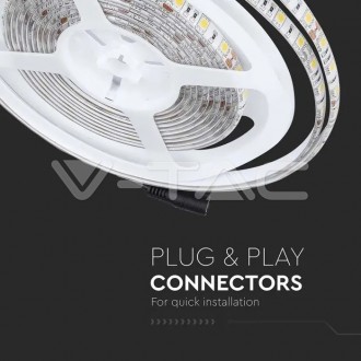 V-TAC LED pásek 11W-12V-SMD 5050-5m-VT-5050-IP65 Barevná teplota (К): Neutrální bílá 4000K VT-5050-60