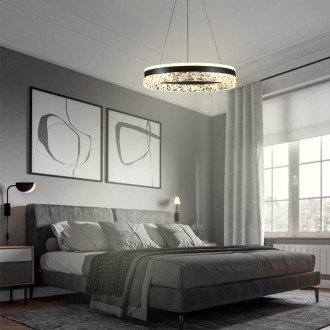 NEDES - LED luxusní závěsné křišťálové svítidlo s dálkovým ovladačem 80W - TA2301/B