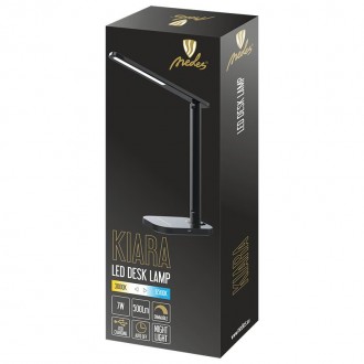 NEDES - LED lampa KIARA 7W stmívatelná s USB + noční světlo + časovač - DL4304/B