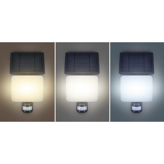 Solight LED solární osvětlení se senzorem, 11W, 1200lm, 3 CCT, Li-Ion, černá