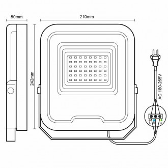 NEDES - LED PROFI reflektor 50W / 5000K / BK - LF6024