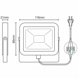 NEDES - LED HQ reflektor 10W / 4000K / WH - LF2121
